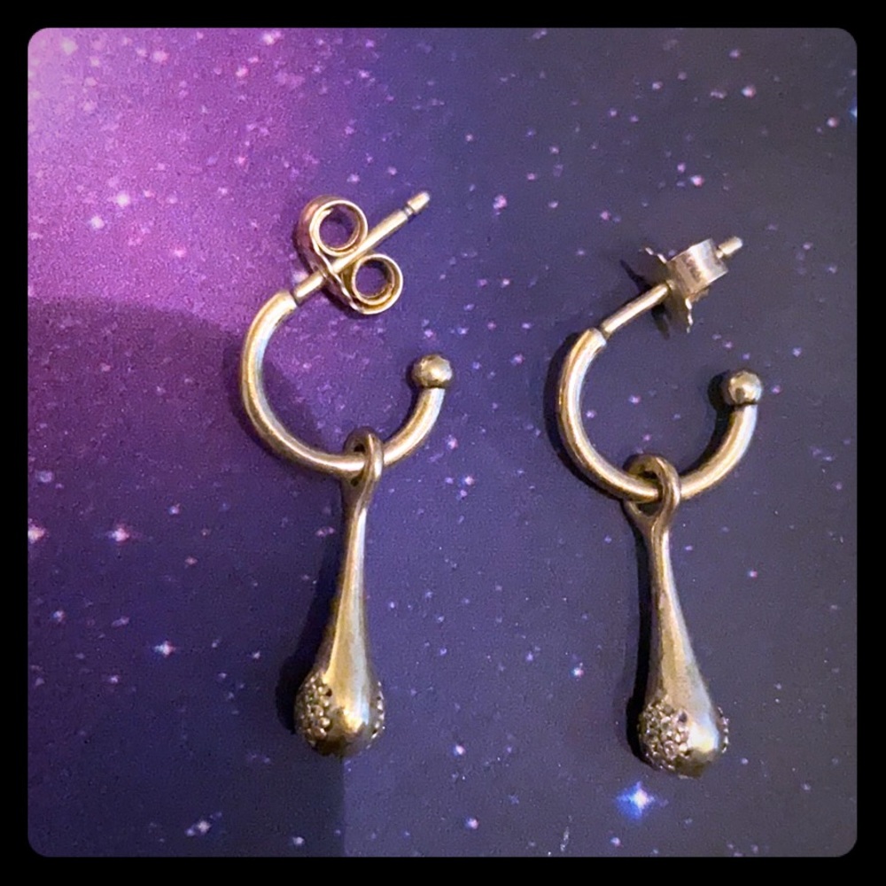 Pandora silver and crystal dangle earrings